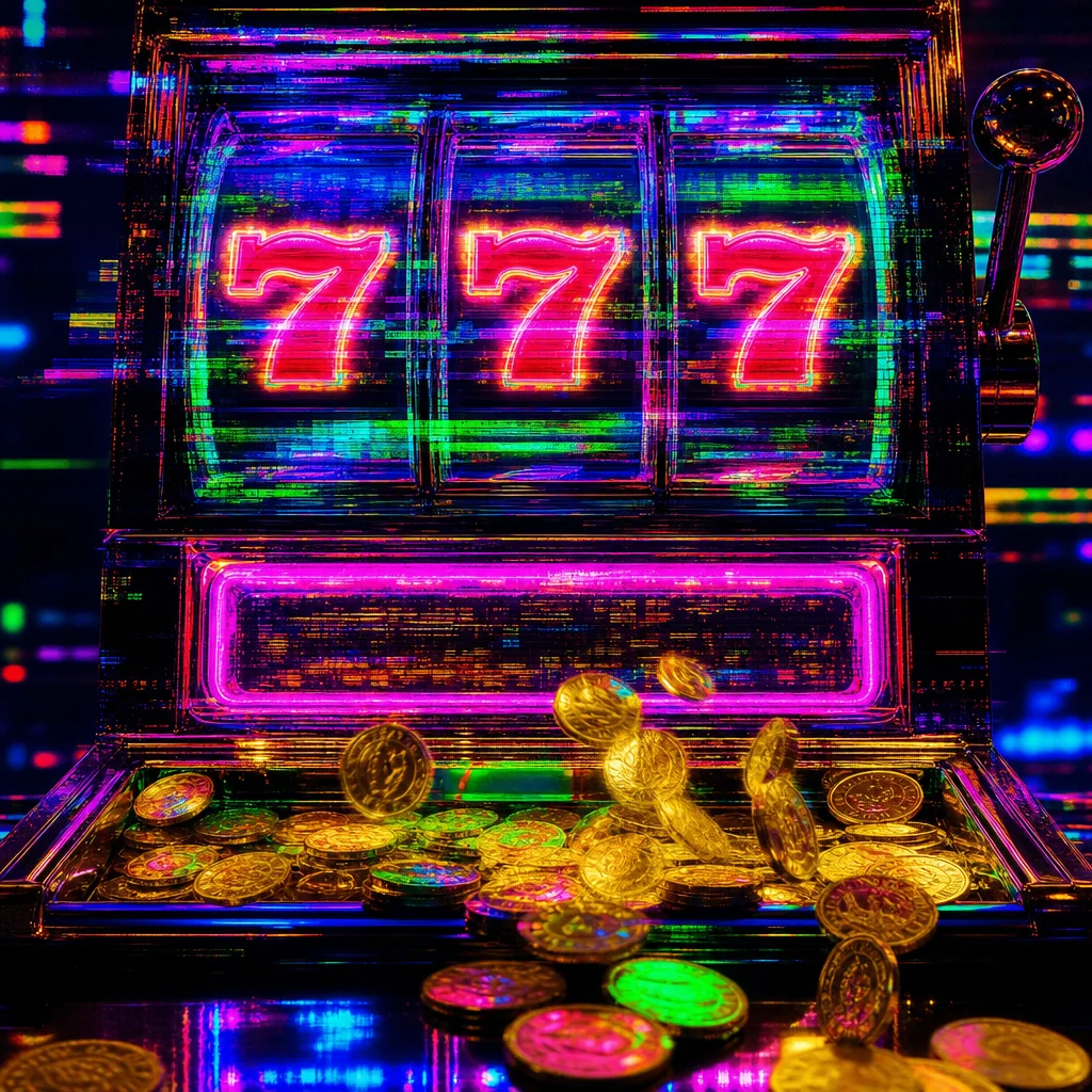 Premium slot machine reels glowing with jackpot win